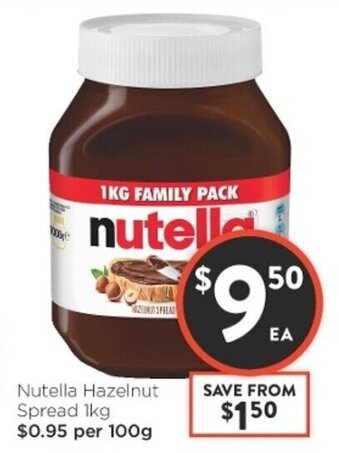Foodworks Nutella Hazelnut Spread 1kg offer