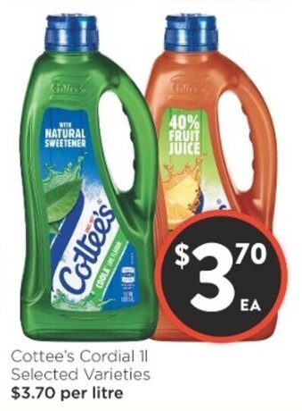 Foodworks Cottee's Cordial 1L offer