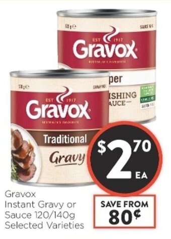 Foodworks Gravox Instant Gravy or Sauce 120/140g offer