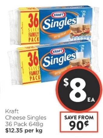 Foodworks Kraft Cheese Singles 36 Pack 648g offer