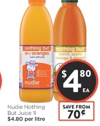 Foodworks Nudie Nothing But Juice 1L offer