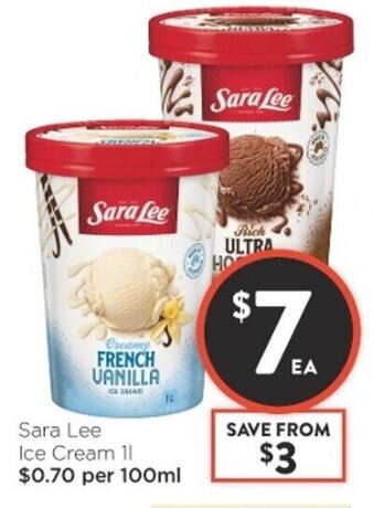 Foodworks Sara Lee Ice Cream 1L offer