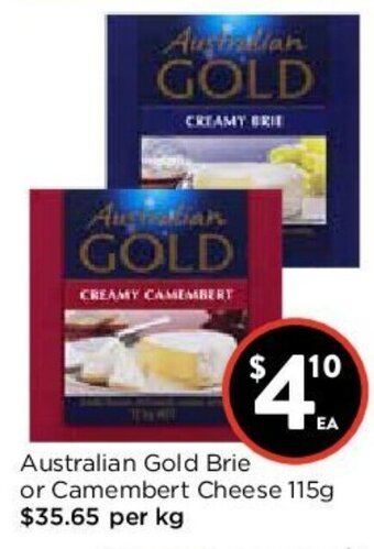 Foodworks Australian Gold Brie or Camembert Cheese 115g offer