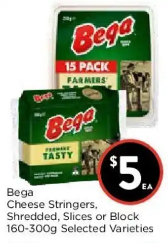 Foodworks Bega Cheese Stringers, Shredded, Slices or Block 160-300g offer