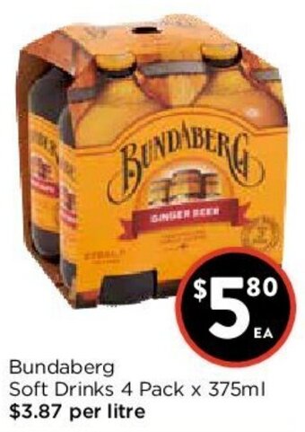 Foodworks Bundaberg Soft Drinks 4 Pack x 375ml offer