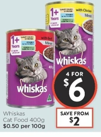 Foodworks Whiskas Cat Food 400g offer