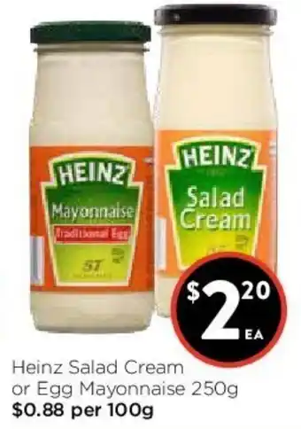 Foodworks Heinz Salad Cream or Egg Mayonnaise 250g offer