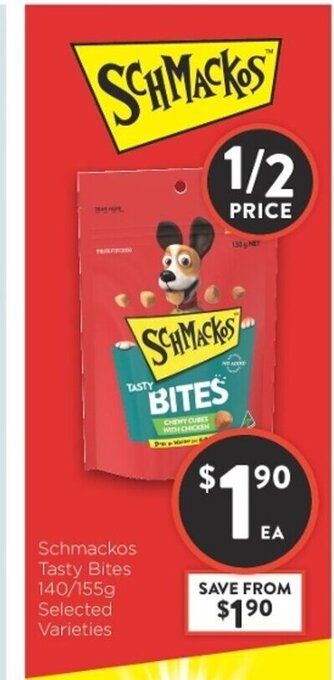 Foodworks Schmackos Tasty Bites 140/155g offer