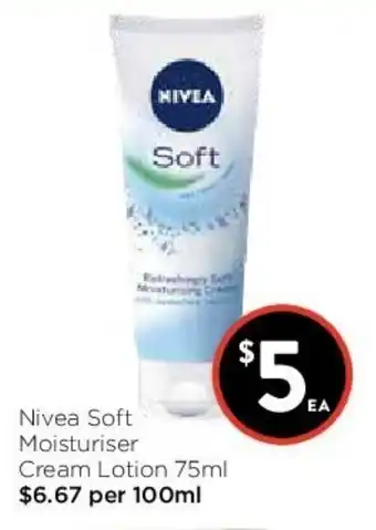 Foodworks Nivea Soft Moisturiser Cream Lotion 75ml offer