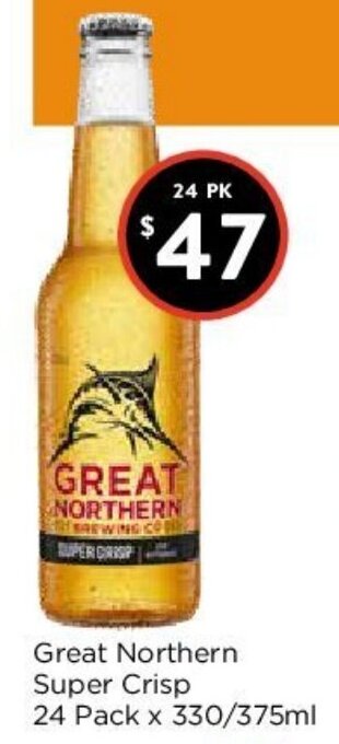 Foodworks Great Northern Super Crisp 24 Pack x 330/375ml offer