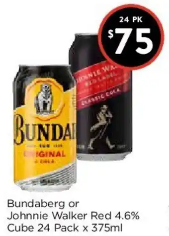 Foodworks Bundaberg or Johnnie Walker Red 4.6% Cube 24 Pack x 375ml offer
