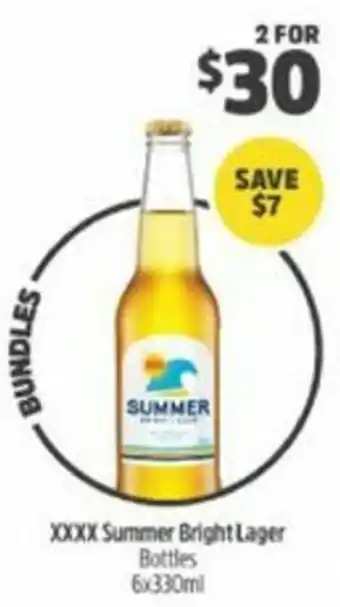 BWS XXXX Summer Bright Lager Bottles 6x330ml offer