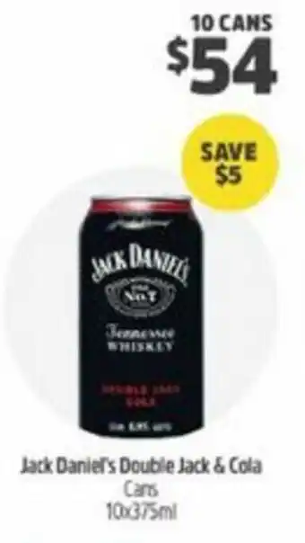 Jack Daniel's Double Jack & Cola Cans 10x375ml