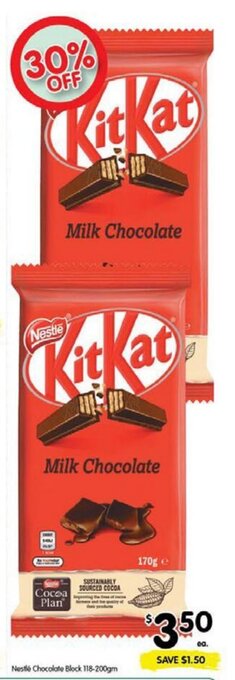 Spar Nestle Chocolate Block 118-200gm offer