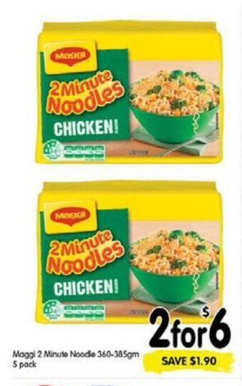 Spar Maggi 2 Minute Noodle 360-385gm 5 pack offer