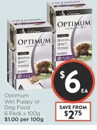 Foodworks Optimum Wet Puppy or Dog Food 6 pack x 100g offer