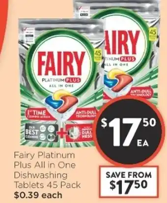 Fairy Platinum Plus All In One Dishwashing Tablets 45 Pack