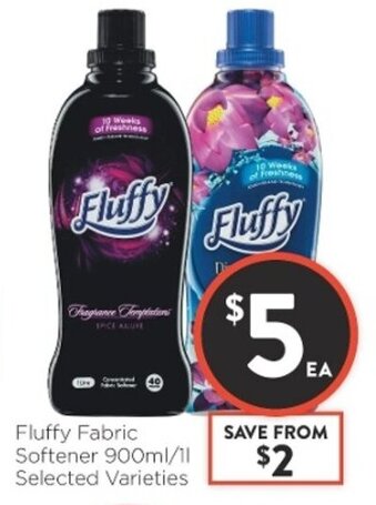 Foodworks Fluffy Fabric Softener 900ml/1L offer