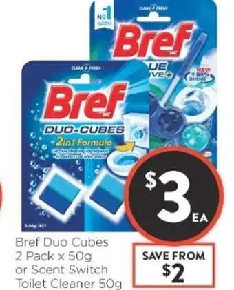 Bref Dou Cubes 2 Pack x 50g or Scent Switch Toilet Cleaner 50g
