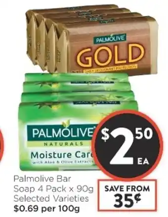 Foodworks Palmolive Bar Soap 4 Pack x 90g offer