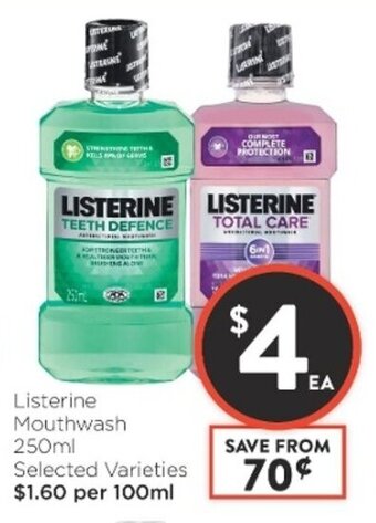 Foodworks Listerine Mouthwash 250ml offer