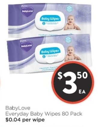 Foodworks BabyLove Everyday Baby Wipes 80 Pack offer