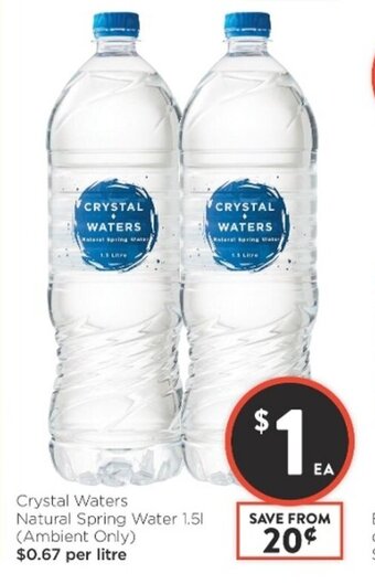 Foodworks Crystal Waters Natural Spring Water 1.5L offer