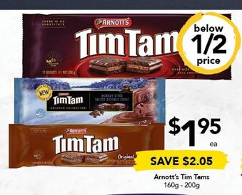 Drakes Arnott's Tim Tams 160g-200g offer