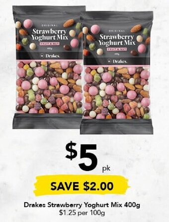 Drakes Drakes Strawberry Yoghurt Mix 400g offer