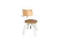 LivingStyles Bolton Oak Timber & Iron Swivel Adjustable Dining Armchair, Natural / White offer