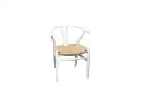 LivingStyles Linden Timber Replica Hans Wegner Wishbone Chair, Cord Seat, White offer