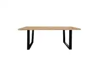 LivingStyles Kerleo Cabin Oak Timber & Iron Dining Table, 220cm, Natural Oak offer