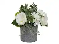LivingStyles Mia Potted Artificial Rose & Hydrangea Arrangement , Cream Flower offer