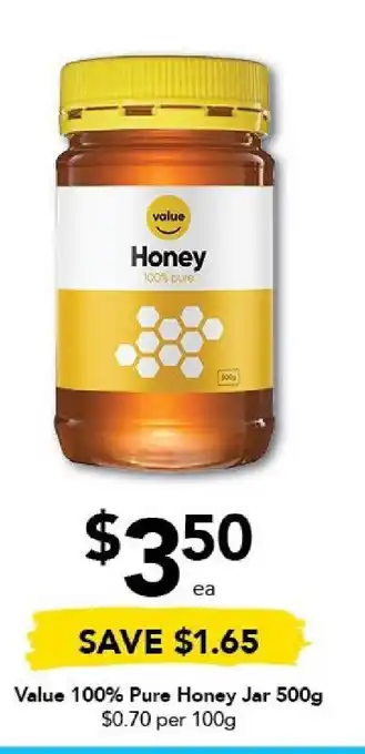 Drakes Value 100% Pure Honey Jar 500g offer
