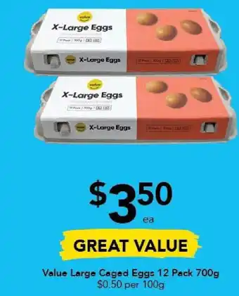 Drakes Value Lagre Caged Eggs 12 Pack 700g offer