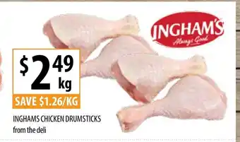 Supabarn Inghams Chicken Drumsticks from the deli per kg offer
