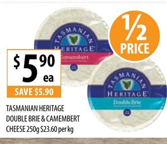 Supabarn Tasmanian Heritage Double Brie & Camembert Cheese 250g offer