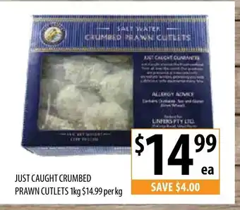 Just Caught Crumbed Prawn Cutlets 1kg