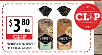 Supabarn Abbotts Village Bakery Bread Range 680/850g offer