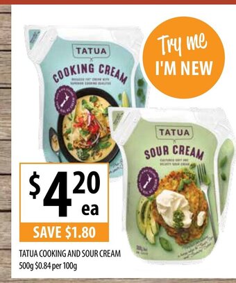 Supabarn Tatua Cooking and Sour Cream 500g offer