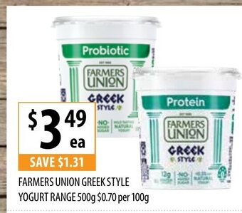 Supabarn Farmers Union Greek Style Yoghurt Range 500g offer