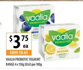 Supabarn Vaalia Probiotics Yoghurt Range 4 x 150g offer