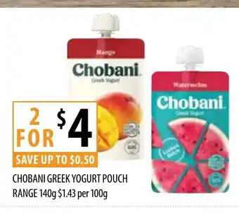 Supabarn Chobani Greek Yoghurt Pouch Range 140g offer