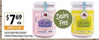 Supabarn Gaga Dairy Free Coconut Yoghurt Range 500g offer
