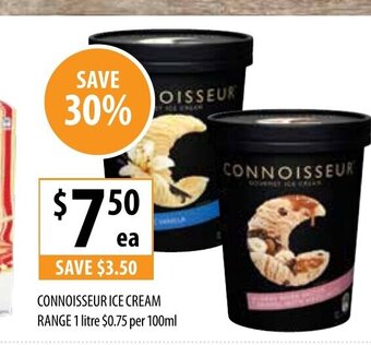Supabarn Connoisseur Ice Cream Range 1 litre offer
