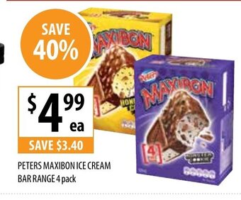Supabarn Peters Maxibon Ice Cream Bar Range 4 Pack offer