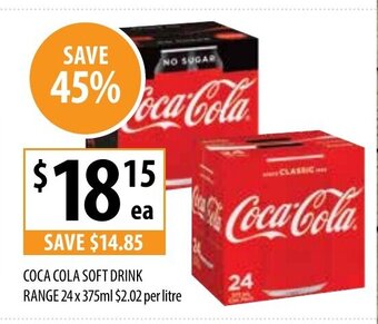Supabarn Coca Cola Soft Drink Range 24x375ml offer