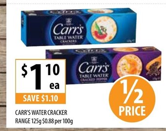 Supabarn Carr's Water Cracker Range 125g offer