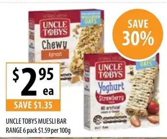 Supabarn Uncle Tobys Muesli Bar Range 6 pack offer
