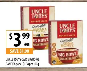 Supabarn Uncle Tobys Oats Big Bowl Range 8 Pack offer